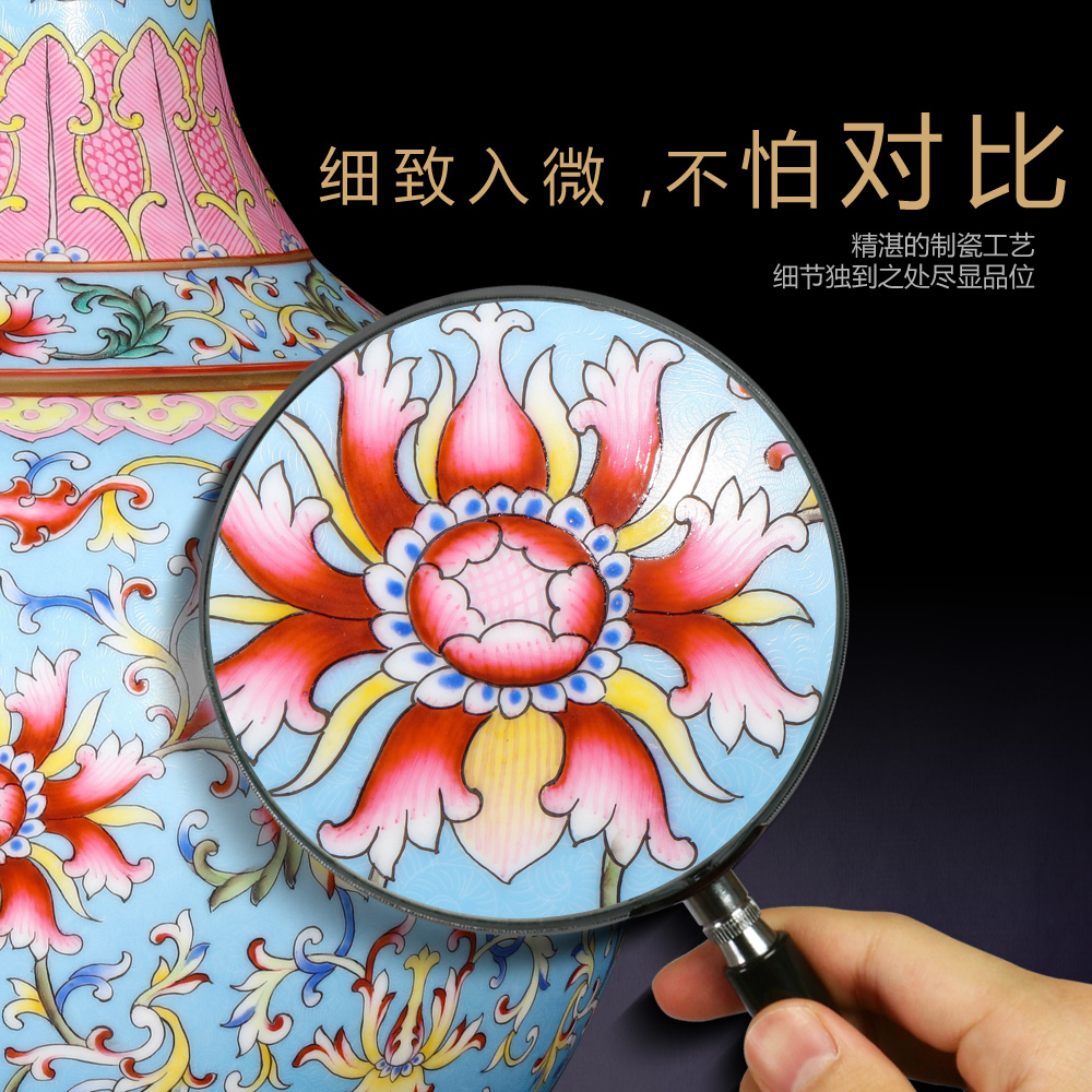 Jingdezhen ceramics vase imitation the qing qianlong blue scramble for flower lotus flower design Chinese penjing decorative arts and crafts
