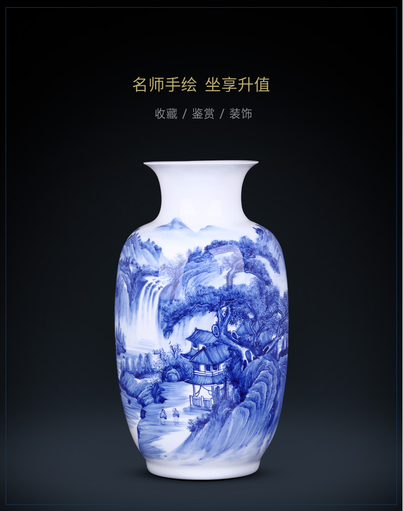 Jingdezhen ceramics vase large flower arranging living room place Chinese TV ark adornment blue and white porcelain