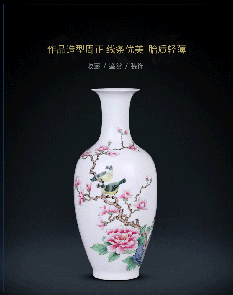 Jingdezhen blue and white porcelain vases, pottery and porcelain furnishing articles famous hand - made of new Chinese style household adornment of the sitting room porch