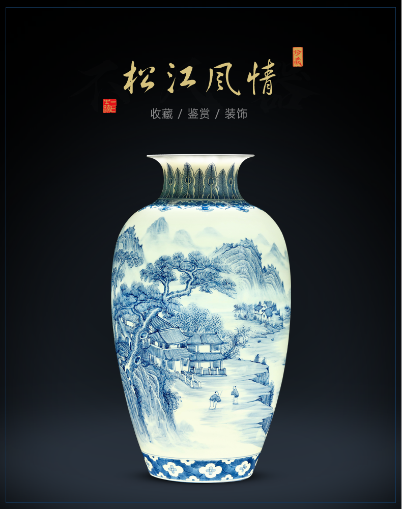 Jingdezhen hand - made ceramic vases, flower arranging furnishing articles of Chinese style vogue to live in rich ancient frame sitting room handicraft ornament