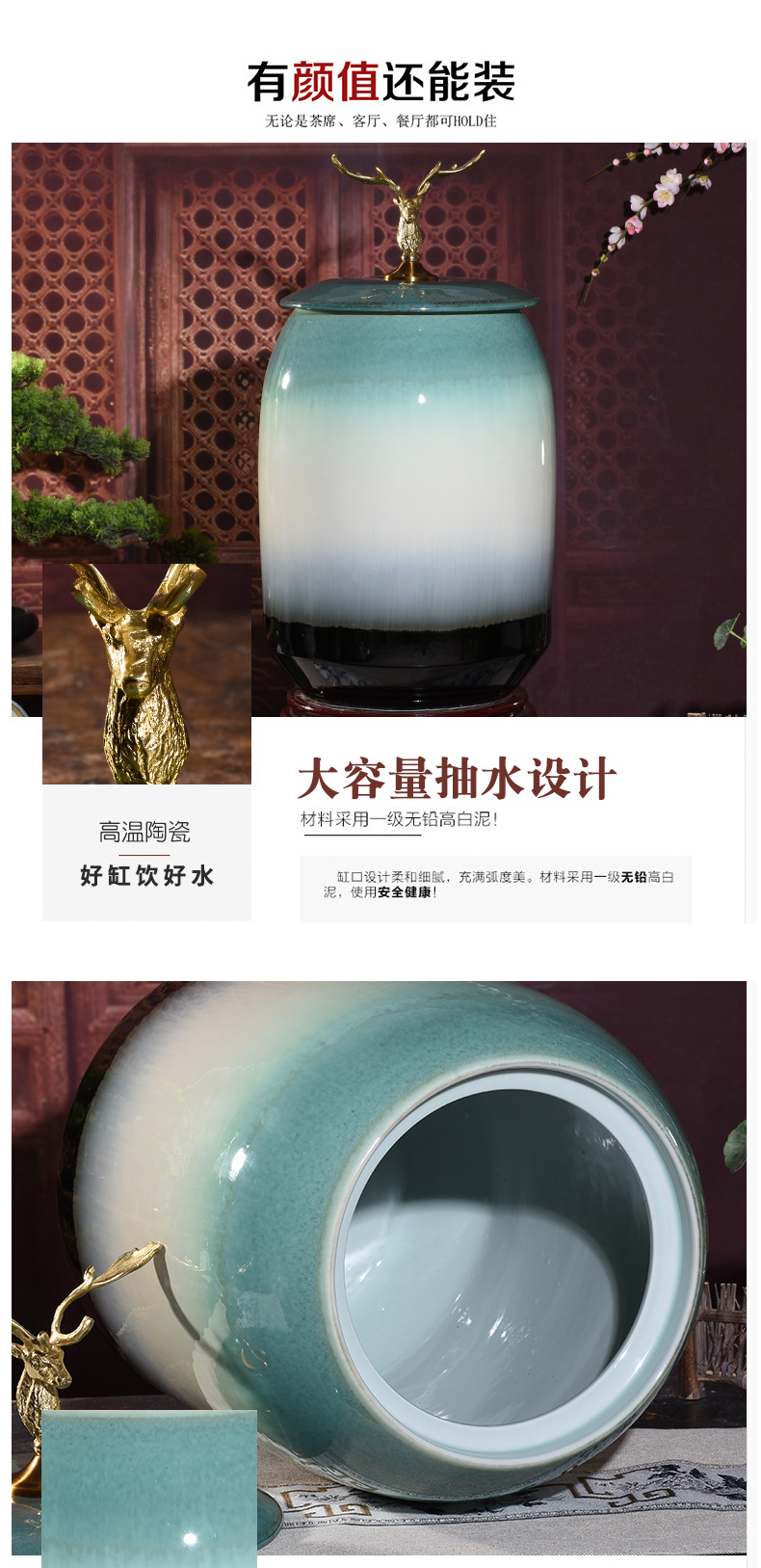 Jingdezhen ceramic barrel of oil tank storage ricer box home a housewarming gift sealed with cover 50 kg moisture worm