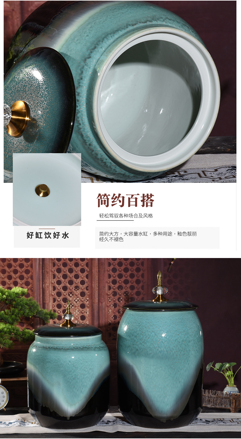 Jingdezhen ceramic barrel water storage tank moistureproof kitchen oil cylinder ricer box 30 jins retro 50 kg sealed with cover cylinder