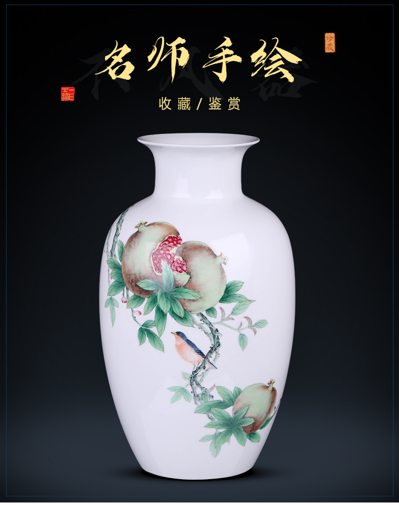 Jingdezhen ceramic vases, flower arranging large hand - made famille rose porcelain of new Chinese style household adornment TV ark, furnishing articles