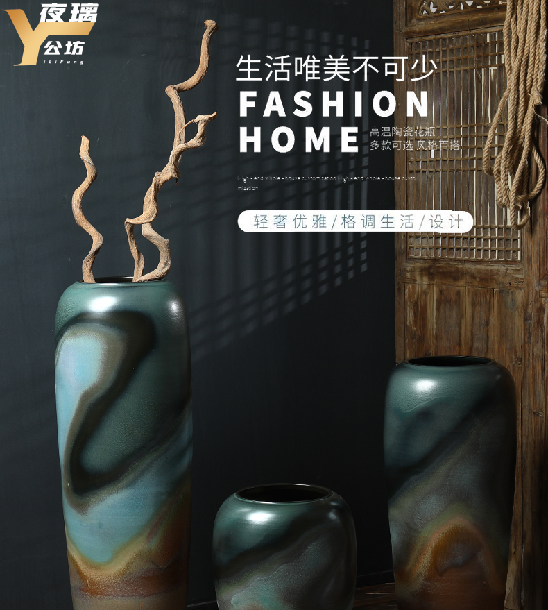 Jingdezhen Chinese vase landing living room place dry flower arranging flowers screen porch hotel decoration creative furnishing articles