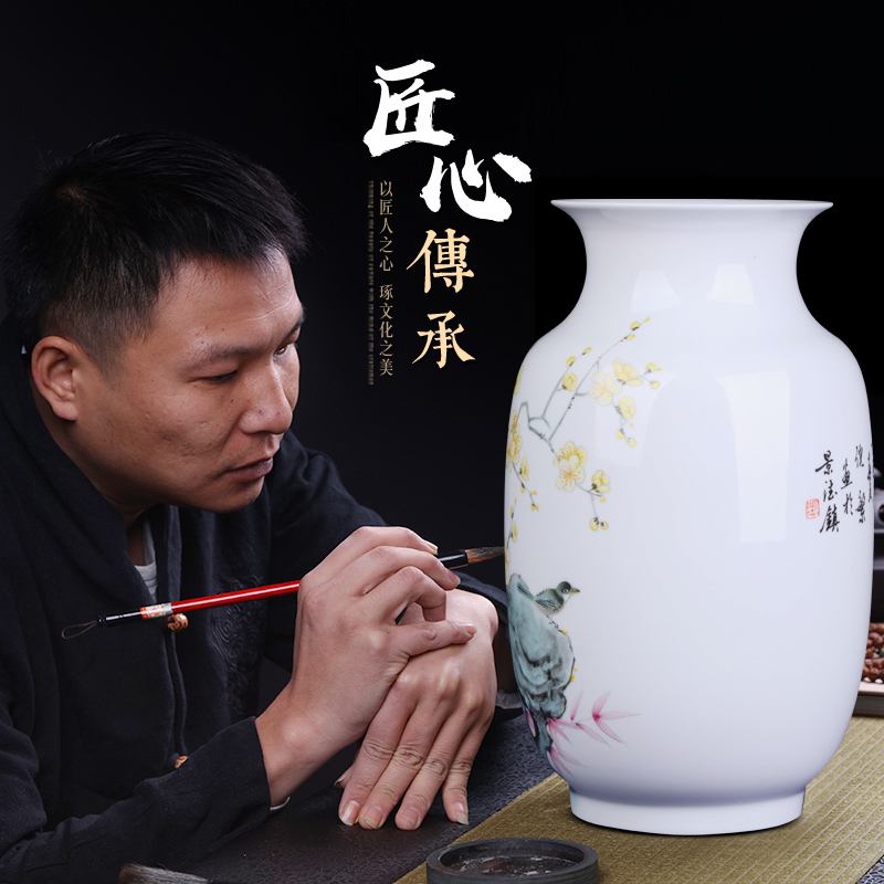 Jingdezhen blue and white porcelain vases, pottery and porcelain furnishing articles famous hand - made of new Chinese style household adornment of the sitting room porch