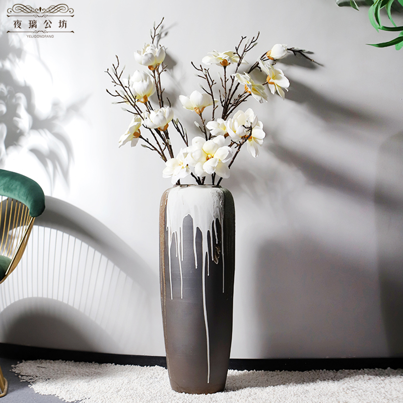 Restoring ancient ways of jingdezhen ceramic large ground vase dried flowers flower arrangement home sitting room porch decorate TV ark, furnishing articles
