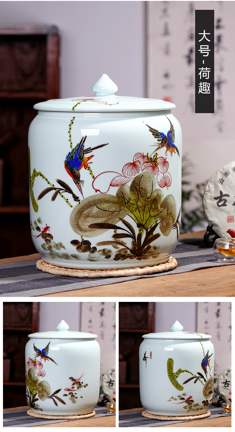 Jingdezhen ceramic nostalgia barrel storage bins flour bin 20 jins insect - resistant household seal canned ricer box