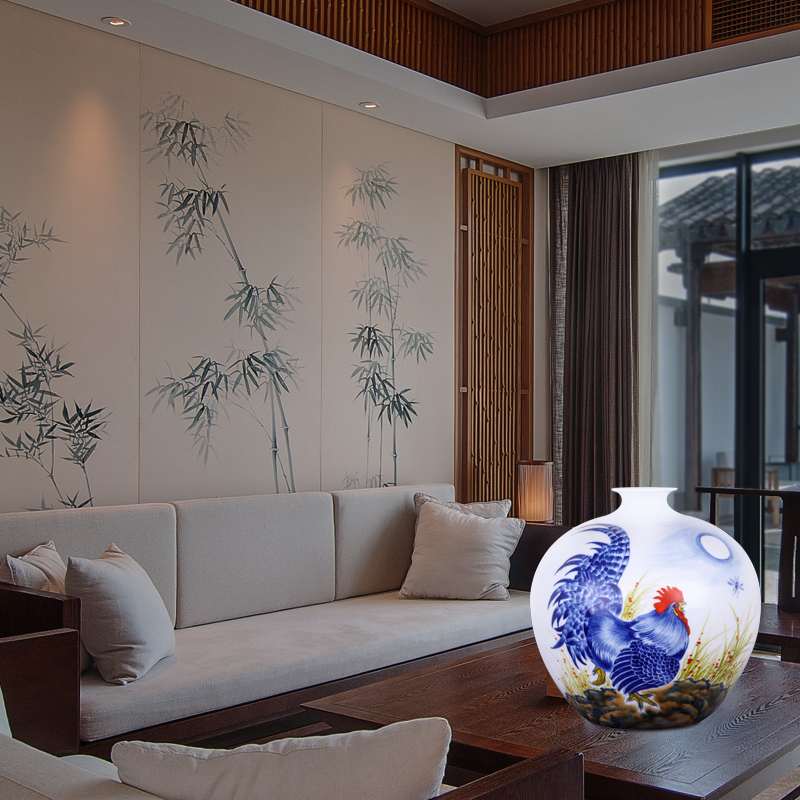 Jingdezhen blue and white porcelain vases, flower arrangement sitting room place prosperous Chinese style household act the role ofing is tasted TV ark, decoration