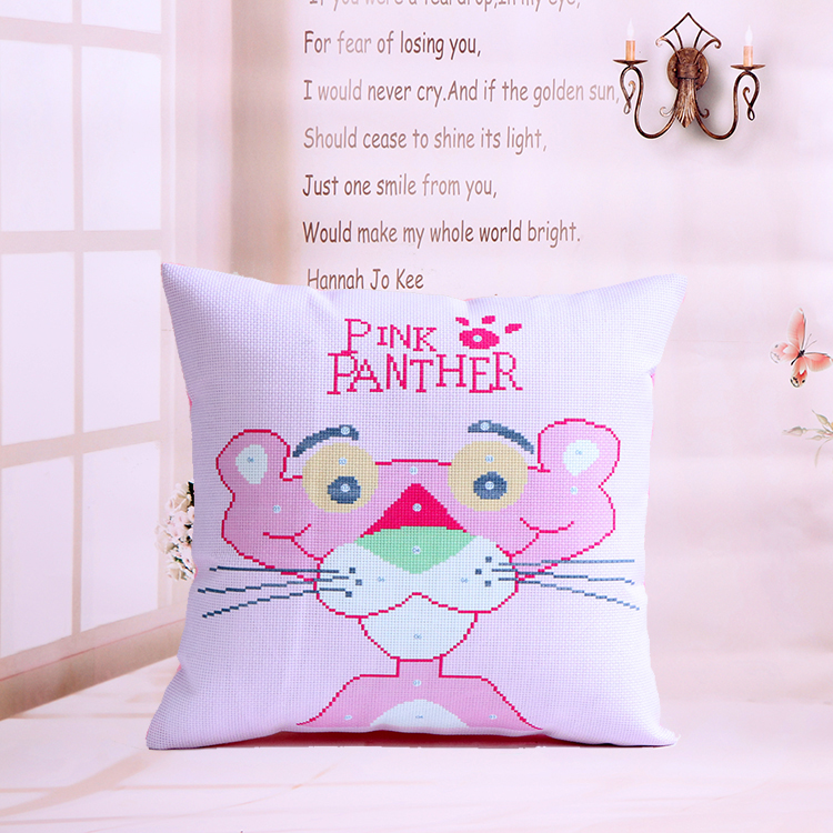 Pink Leopard Cross Stitch Gối Văn phòng Gối Gối Back Eo Pad Xe Đệm Gối Sofa Đệm Gối Core - Công cụ & phụ kiện Cross-stitch tranh thêu chữ thập phú quý cát tường
