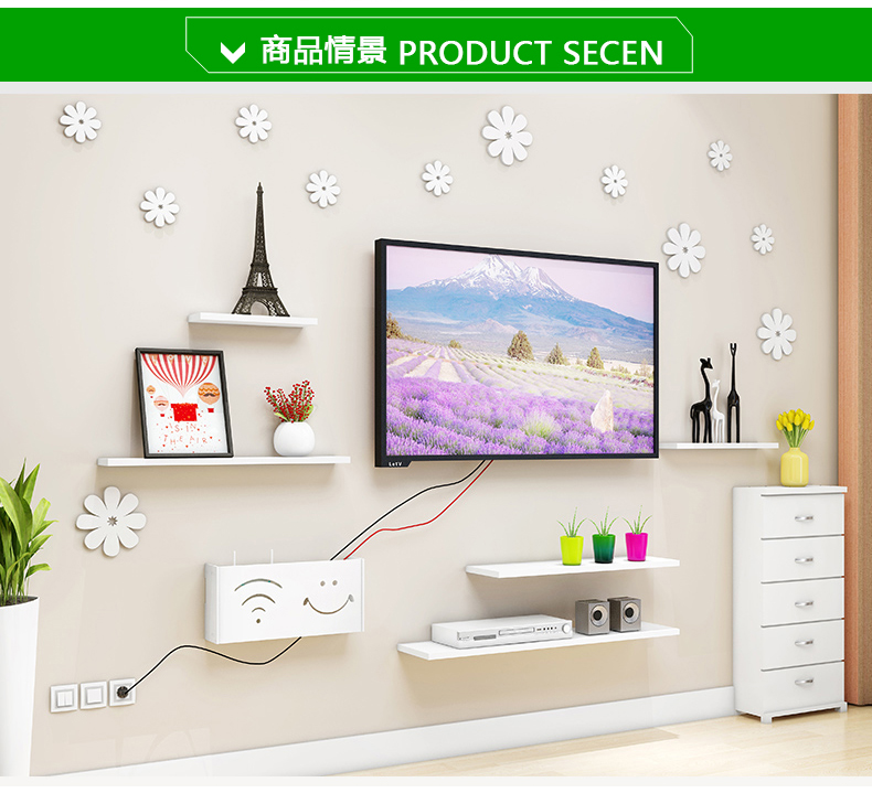 Đấm tường treo hộp set-top rack wifi mèo không dây bộ định tuyến lưu trữ hộp đa phương tiện - Kệ kệ trưng bày giày dép