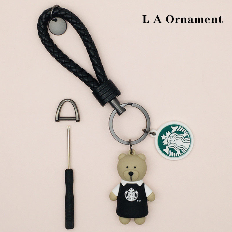 Net Red Ins Starbucks Paparazzi Car Key Buckle Pendant Cute Cartoon Couple Key Necklace Ring Gift Woman