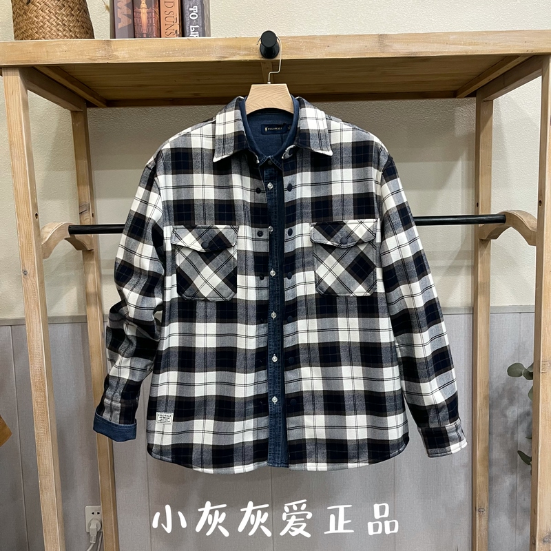 Warm Fleece-Lined Polowalk Genuine Men's Thick Casual Plaid Shirt Jacket Af5W53150031