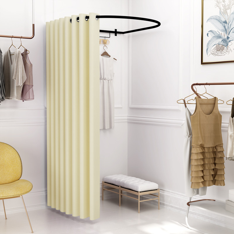 Custom U-shaped clothing store display shelf mobile fitting room curtain fitting ring dressing room changing room track bar