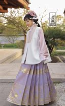 Beizhu Chunhua Chun Hua Shang show the same type of Ming gold yarn trapezoidal horse face dress Spring and Autumn Hanfu spot