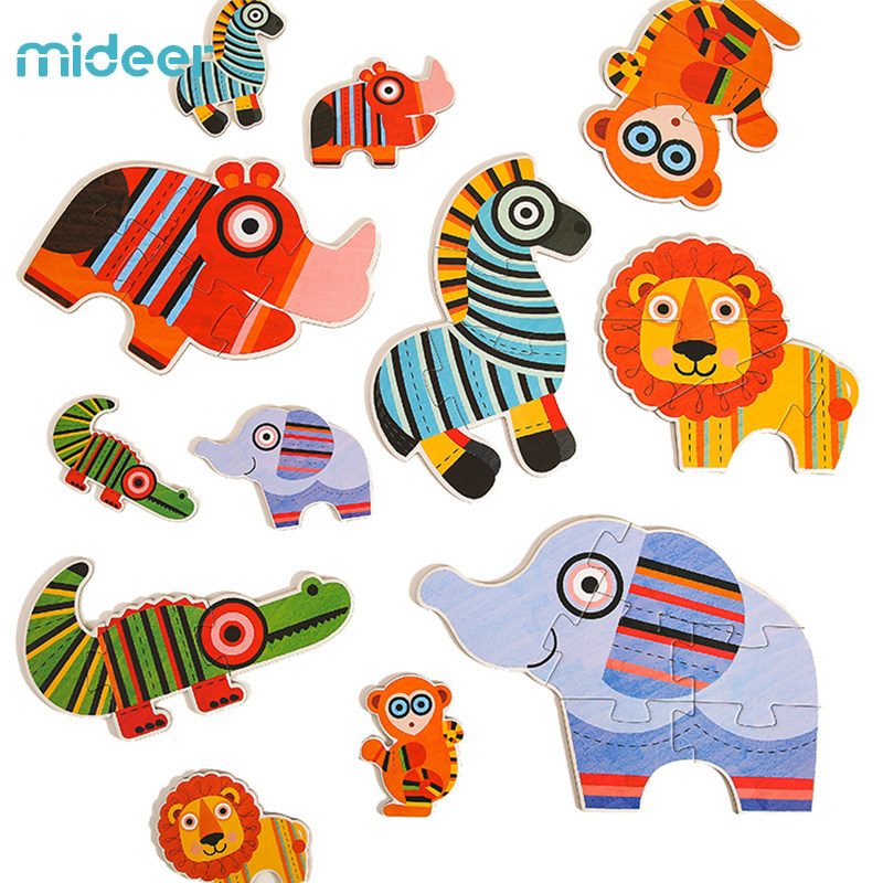 MiDeer Miraffe Baby's First Puzzle Child Puzzle Chunks Puzzle Baby Car Animal Elephant