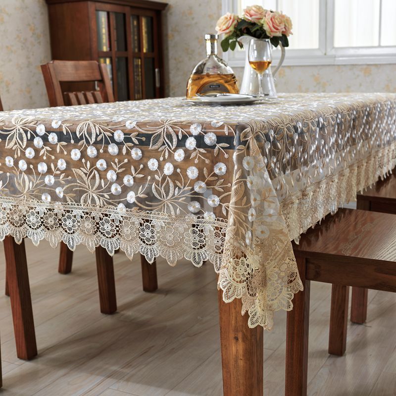 Bicolor embroidered tea table cloth European style lace table tablecs table cloth art cover bunk bed head cabinet glass yarn round table small table cloth