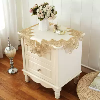 Bed head cabinet cover cloth fabric simple small square towel European style lace refrigerator dustproof cloth Bed head cabinet cover towel tablecloth