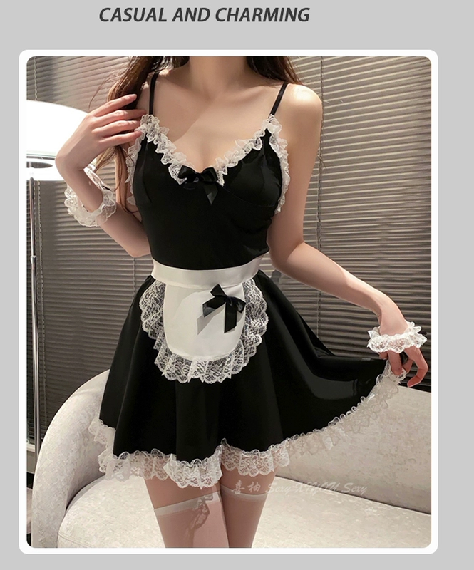 Ngọt Ngào Điều Cấm Kỵ: Dễ Thương Gothic Cos Nguyên Chất Desire Cosplay Gợi Cảm Suspender Váy Ngủ Người Giúp Việc Đồng Phục Phù Hợp Với