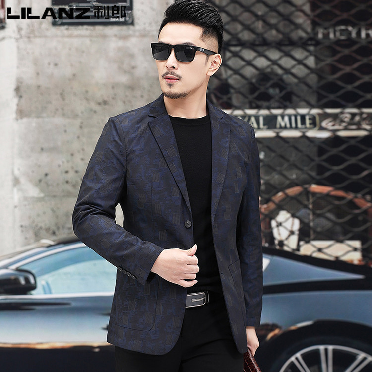 Lilang Men's Casual Suit Spring New Men's Patterned Blazer Thin Fashion Slim Fit Single Blazer