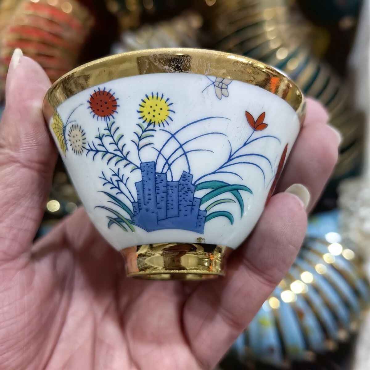 明時代 大明成化年製 古陶磁器 斗彩 三秋杯 茶杯 酒杯一