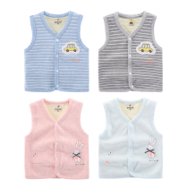 Autumn and winter baby velvet thickened warm cardigan vest boy base girl baby Lycra velvet warm vest
