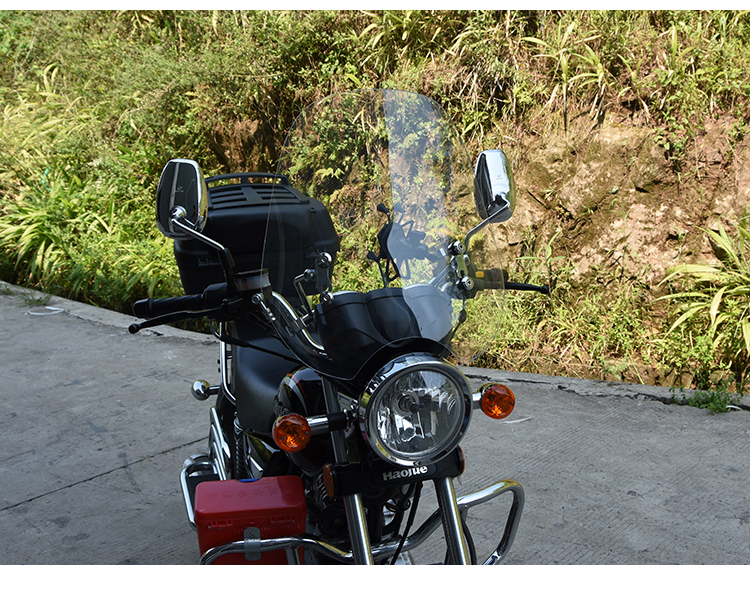 Kính chắn gió xe máy Prince GZ150-A kính chắn gió sửa đổi phía trước kính chắn gió retro bằng thép Harley màu xám Xinyuan Kính chắn gió xe máy Yamaha