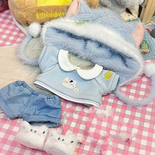 Плюшевая бархатная кукла, хлопковый комплект, котенок, 10см, 20см, детская одежда