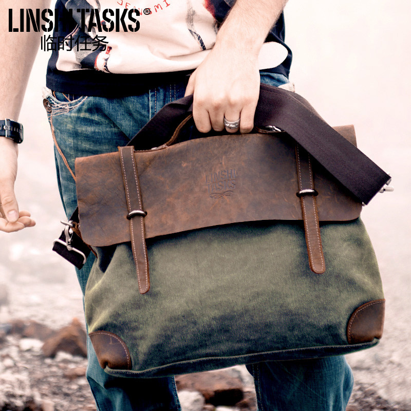 New Men's BagSingle Shoulder Messenger BagMessenger BagBriefcaseFashionable Computer BagRucksackFunctional Tooling Bag