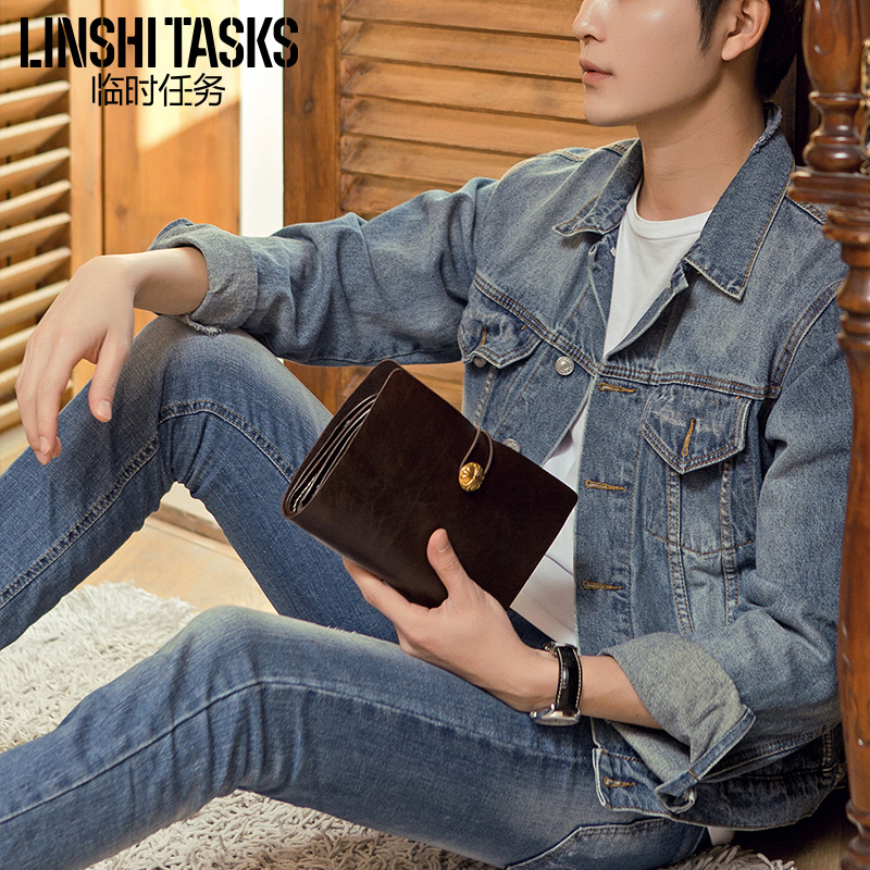 Men's clutch bag cowhide multi-functional portable clutch bag retro handbag mobile phone bag card bag document bag passport holder