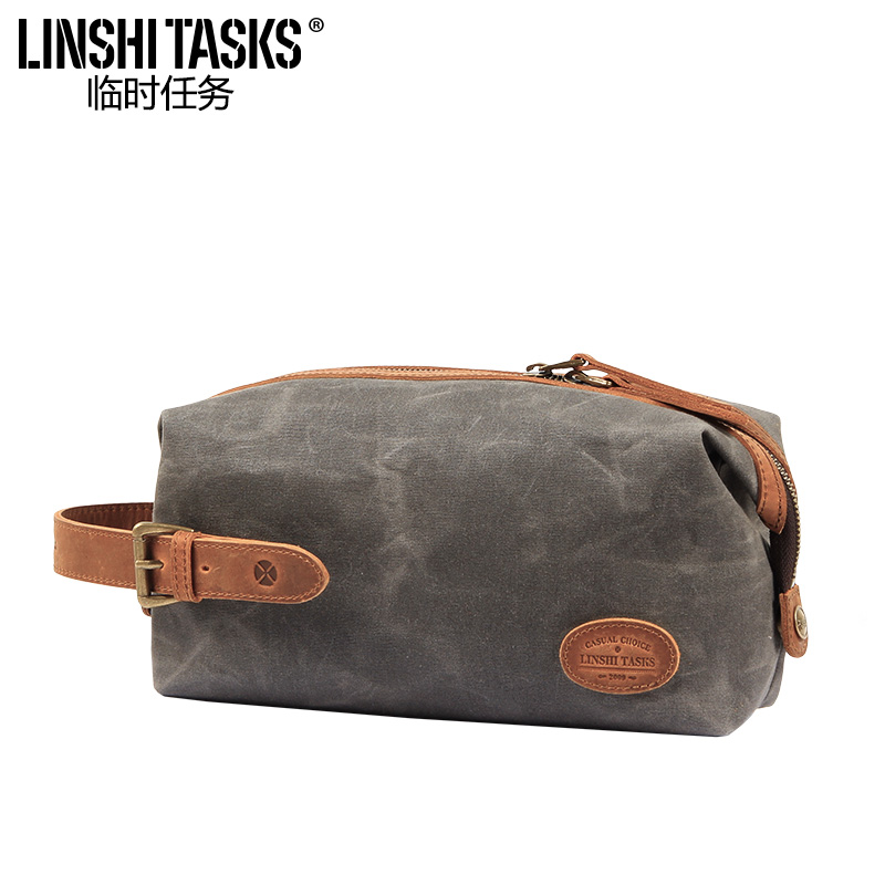 Men's clutch bag new clutch bag large capacity wallet casual canvas leather vintage Korean version clip bag tide customization