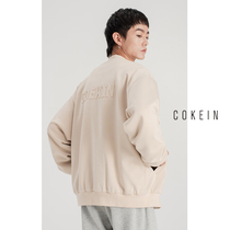 COKEIN2021 Spring Autumn Dress Pure Color Tooling Jacket Han Version Trendy Men Long Sleeve Loose Casual Jacket Baseball Suit