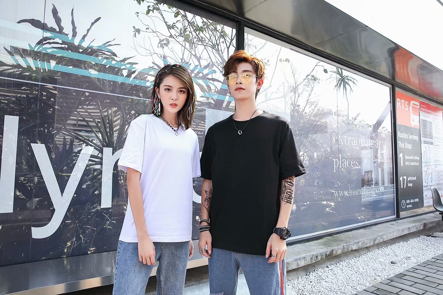 2020 summer new cotton short-sleeved T-shirt for men and women loose dropped shoulders half-sleeved couples solid color trendy T custom drop shoulders