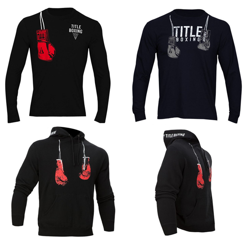 TITLE plus velvet slim cotton boxing Muay Thai sportswear hoodie men's and women's sweater long-sleeved jacket T-shirt
