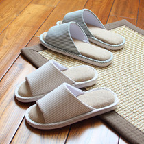 Japanese summer linen slippers couples Men indoor home wood floor sandals women Summer platform non-slip