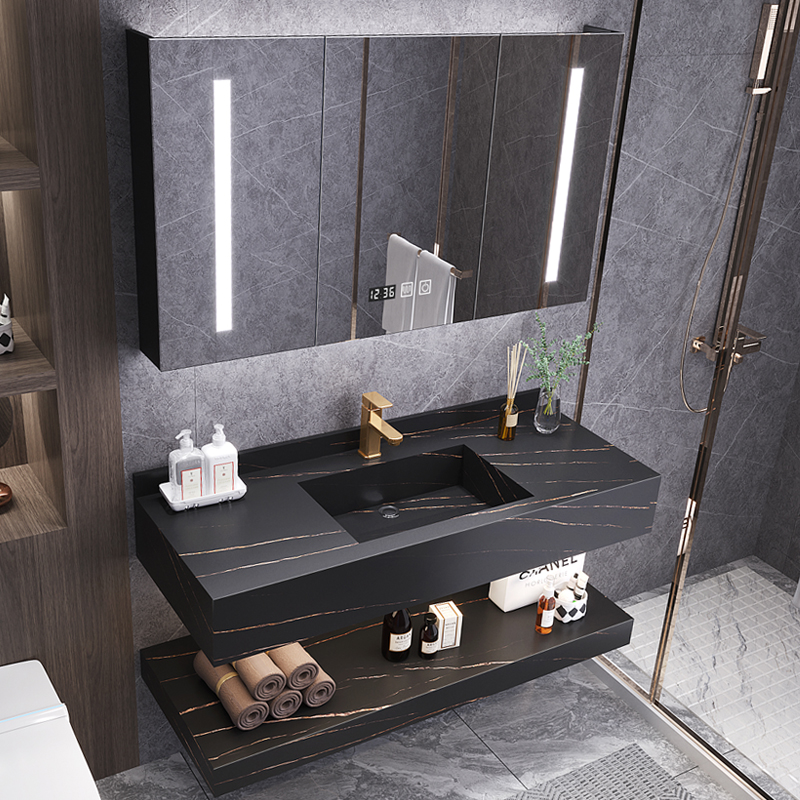 Nordic Rock Board Bath Cabinet Combination Light Extravagant Intelligent Integrated Basin Wash Toiletries Makeup Room Wash Hands Wash Basin Bath Cabinet