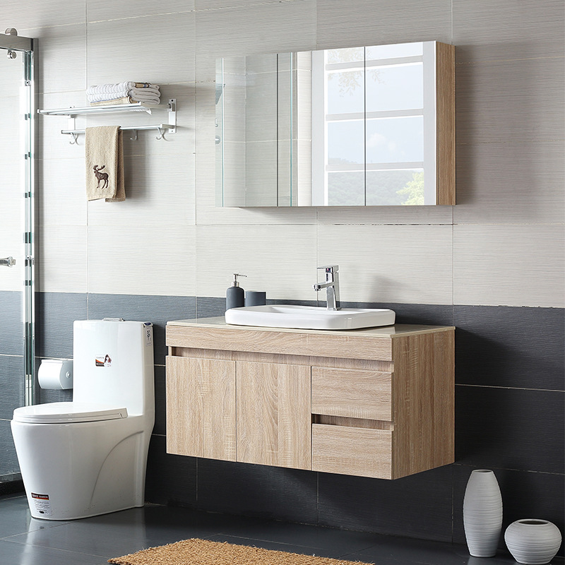 Bathroom Minima Modern Solid Wood Bath Cabinet Combined Oak Wood Wash Face Wash Basin Wash Terrace Basin Makeup Room Hanger
