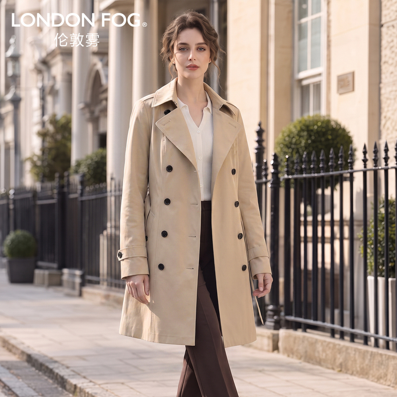London Fog Trench Coat for Women 2026 New Mid-Length Double-Breasted Fashion Slim Fit British Style High-End Elegant