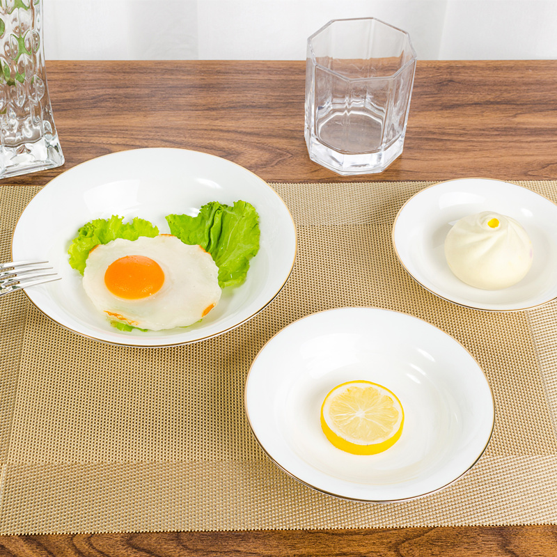 Pure white household 0 dish soup plate of pottery and porcelain tableware up phnom penh contracted the circular creative ipads porcelain dish dish deep dish