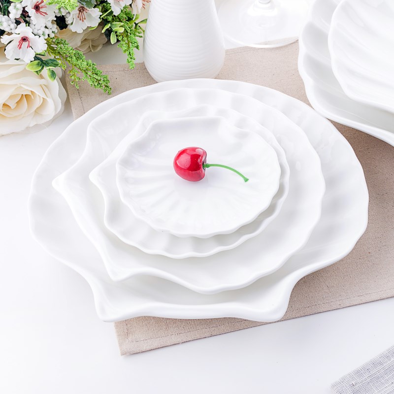 Ceramic fruit bowl irregular shell snack plate pure western food dish dish plate of fruit salad dishes