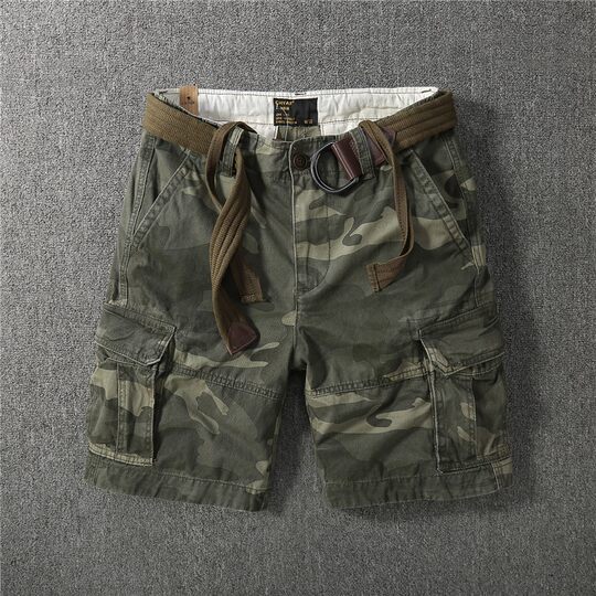 European and American retro men's outdoor loose multi-pocket sports camouflage cargo shorts straight-leg five-point mid-pants summer