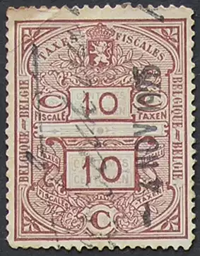 Belgium early tax ticket-10c double old ticket middle dot line teeth are not broken