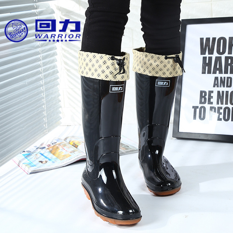 Back Force Abrasion Resistant Bull Gluten Bottom Rain Shoes Women High Cylinder Rain Boots Glint Waterproof Shoes Adult Male Rubber Shoes Middle Cylinder Set Shoes Water Boots