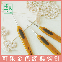 Japan Import Cola Cards Classic Golden Crochet Stainless Steel Lace Pen Type Hook Wool Wire Hairpin Hair Clip Weaving Tool