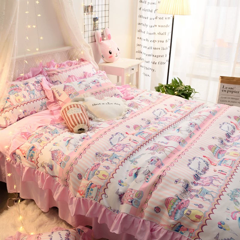 Nhật Bản Ins gió tưởng tượng xiếc duvet trải giường đơn mảnh giường đôi 1,8m giường 200x230 ký túc xá sinh viên vỏ chăn - Quilt Covers