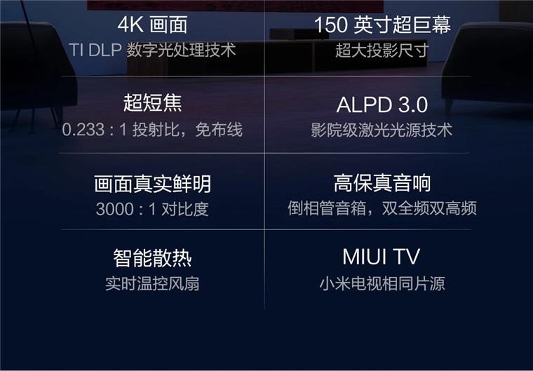 Millet laser máy chiếu laser nhà chiếu laser TV 4K nhà 150 inch ngắn tập trung HDTV - Máy chiếu