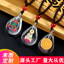 Shengyan curse pendant Hollow can be opened for men and women necklace Green mother Buddha crystal pendant design