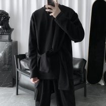 Mr. Autumn Black Knot Fake Sleeve T-shirt Men Long Sleeve Irregular Strap Head base shirt