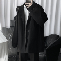 Mr. Short self-made dark woolen coat male long cotton padded thick winter Korean loose woolen coat