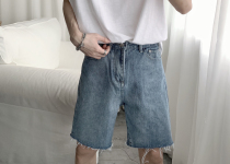 Mr. Short-term denim shorts mens summer new Korean version of the trend of burrs washed loose five-point Joker pants tide