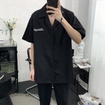 Mr. Short-made 2021 summer white letter embroidery simple short shirt Korean version trend handsome short sleeve male